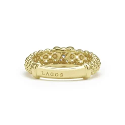 Gold<LAGOS 18K Gold X Caviar Diamond Ring