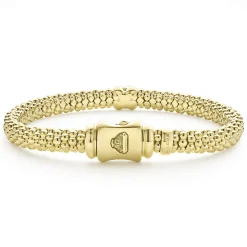 Gold<LAGOS 18K Gold X Diamond Caviar Bracelet | 6Mm