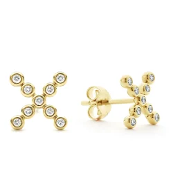 Gold<LAGOS 18K Gold X Diamond Stud Earrings