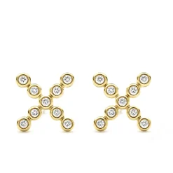Gold<LAGOS 18K Gold X Diamond Stud Earrings