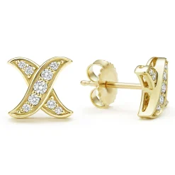 Diamonds<LAGOS 18K Gold X Diamond Stud Earrings