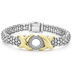 Two-Tone<LAGOS 18K Gold Xo Diamond Bracelet | 9Mm