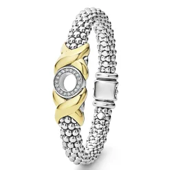 Two-Tone<LAGOS 18K Gold Xo Diamond Bracelet | 9Mm