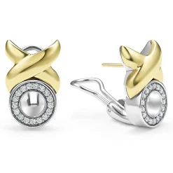Two-Tone<LAGOS 18K Gold Xo Diamond Earrings