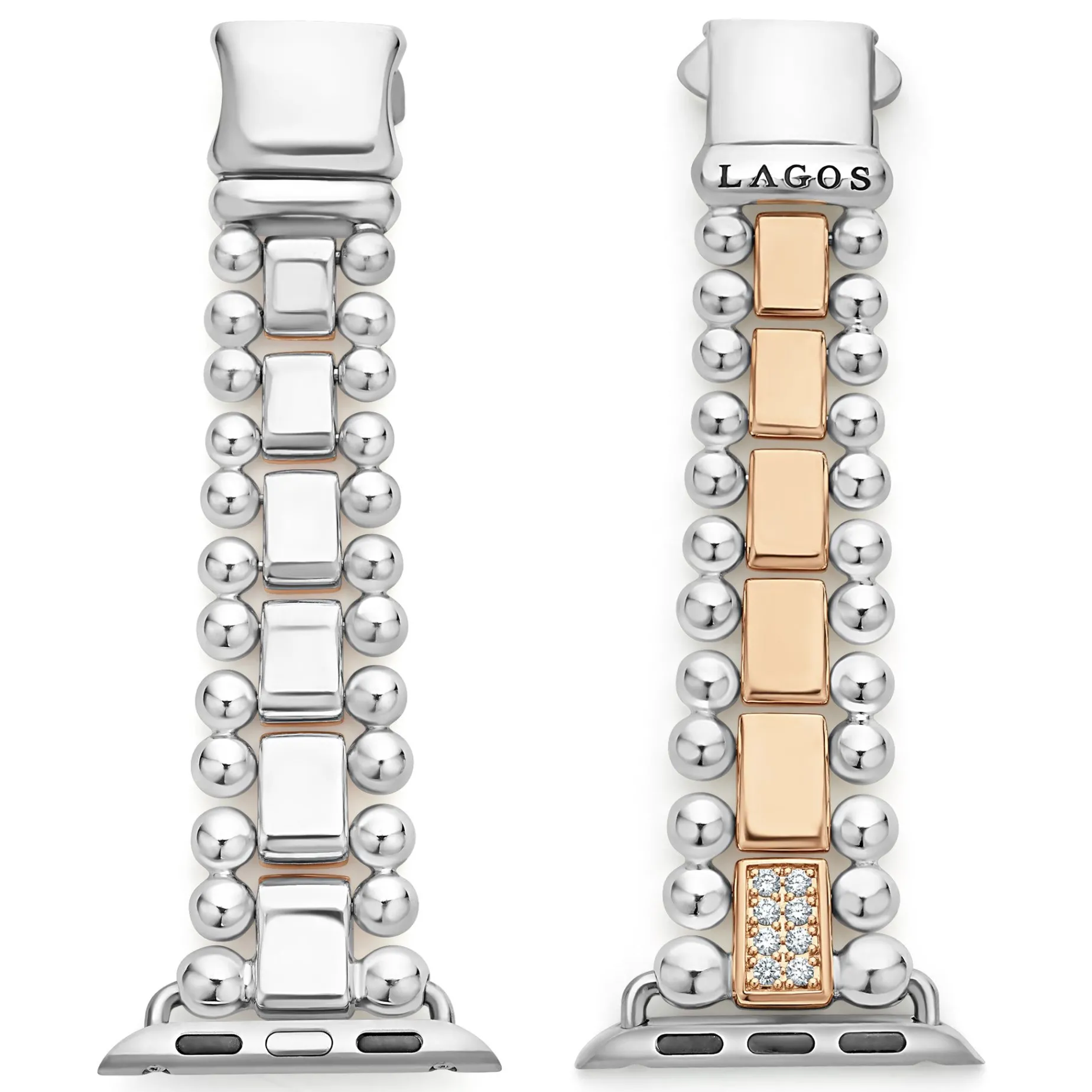 Diamonds<LAGOS 18K Rose Gold And Sterling Silver Single Diamond Watch Bracelet-38-45Mm