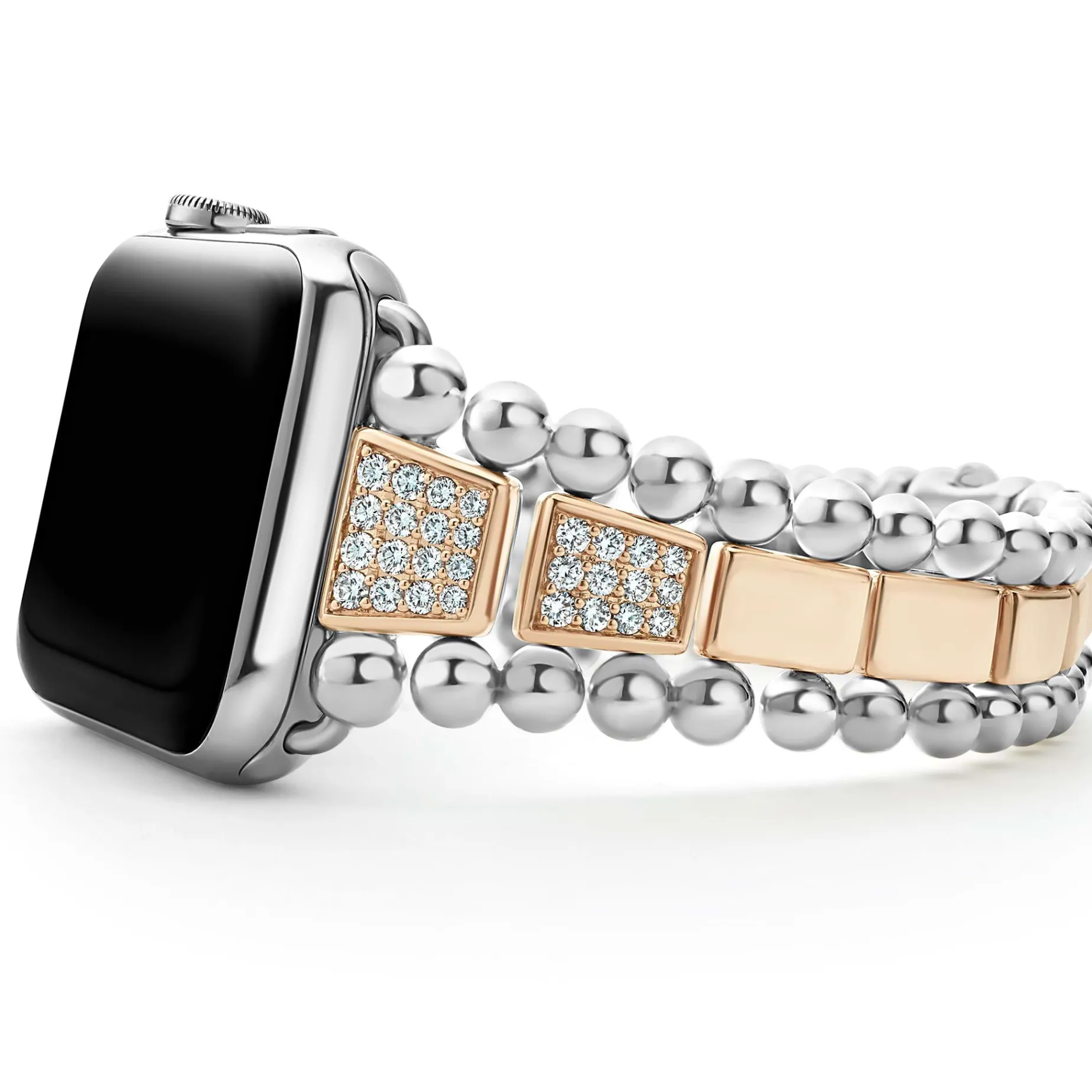 Diamonds<LAGOS 18K Rose Gold And Sterling Silver Half Diamond Watch Bracelet-42-49Mm