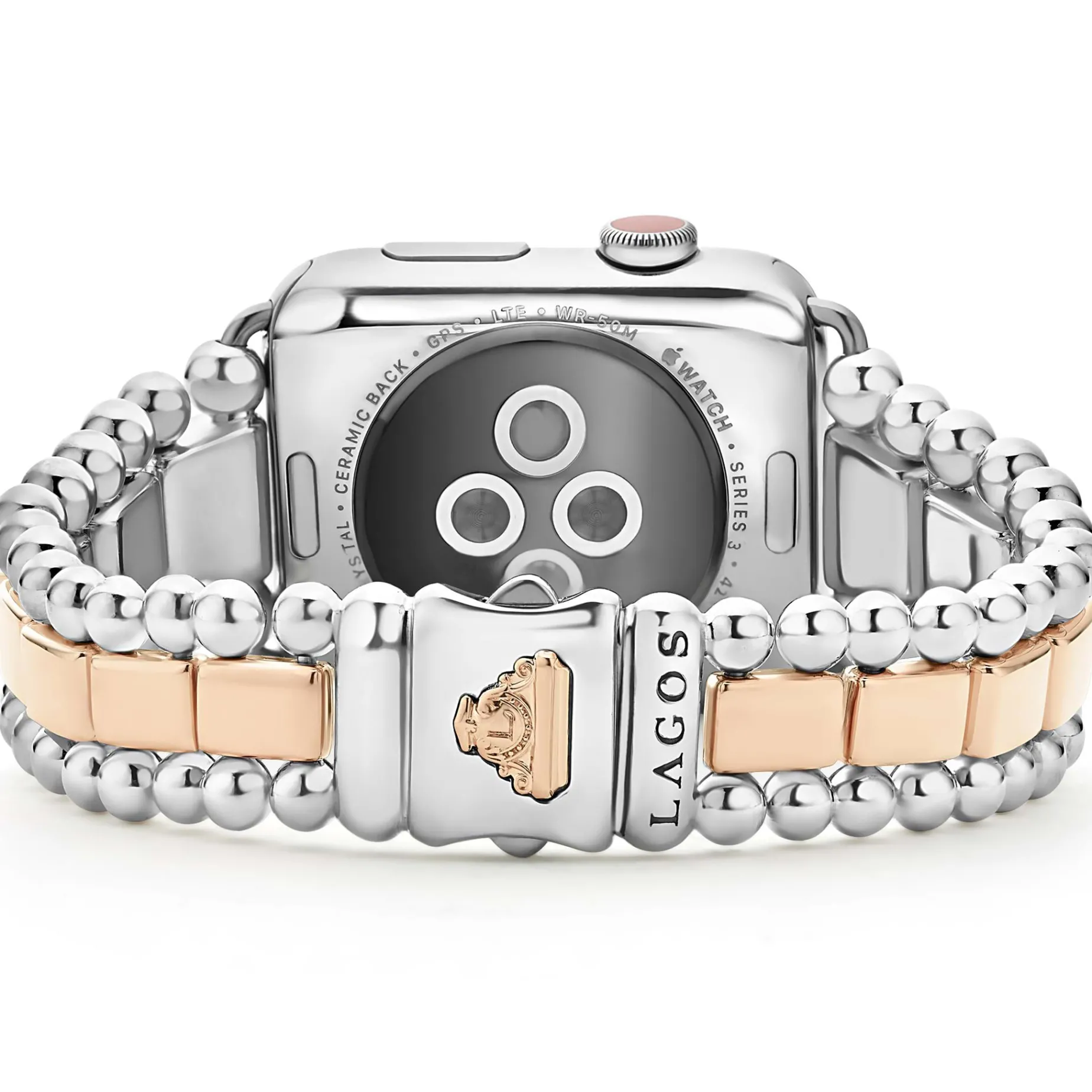 Diamonds<LAGOS 18K Rose Gold And Sterling Silver Half Diamond Watch Bracelet-42-49Mm