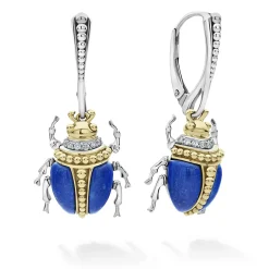 Gemstones<LAGOS Lapis Beetle Diamond Drop Earrings