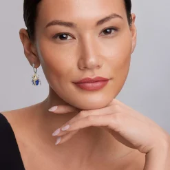 Gemstones<LAGOS Lapis Beetle Diamond Drop Earrings
