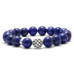 Gemstones<LAGOS Lapis Silver Station Bead Bracelet