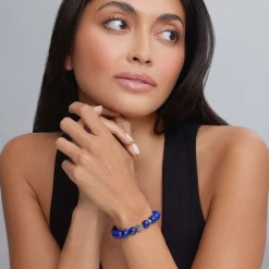Gemstones<LAGOS Lapis Silver Station Bead Bracelet