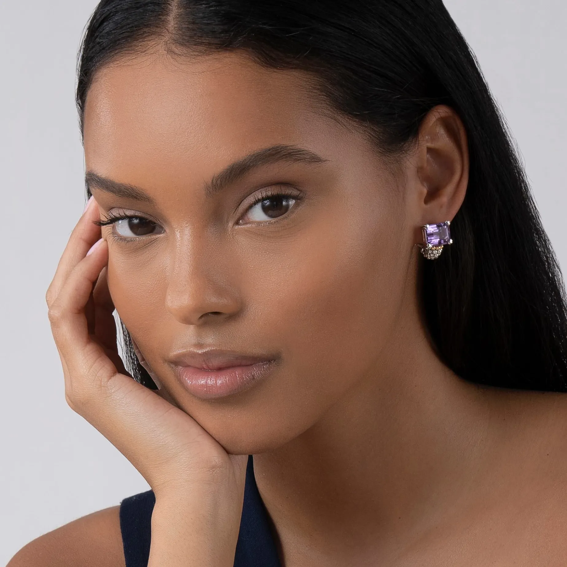 Hoop Earrings<LAGOS Large Amethyst Huggie Earrings