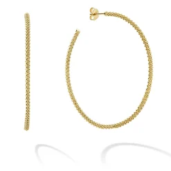 Gold<LAGOS Large 18K Gold Caviar Hoop Earrings