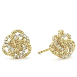 Gold<LAGOS Large 18K Gold Love Knot Diamond Earrings