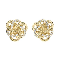 Gold<LAGOS Large 18K Gold Love Knot Diamond Earrings