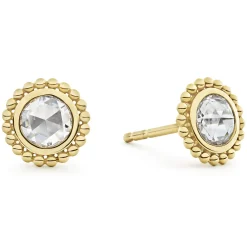 Gold<LAGOS Large Rose Cut Diamond Stud Earrings