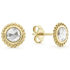 Gold<LAGOS Large Rose Cut Diamond Stud Earrings