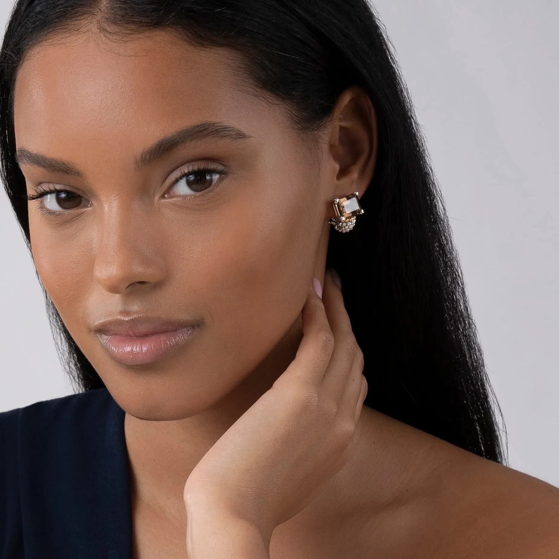 Huggie Earrings<LAGOS Large Smokey Quartz Huggie Earrings