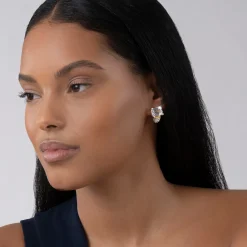 Hoop Earrings<LAGOS Large White Topaz Huggie Earrings