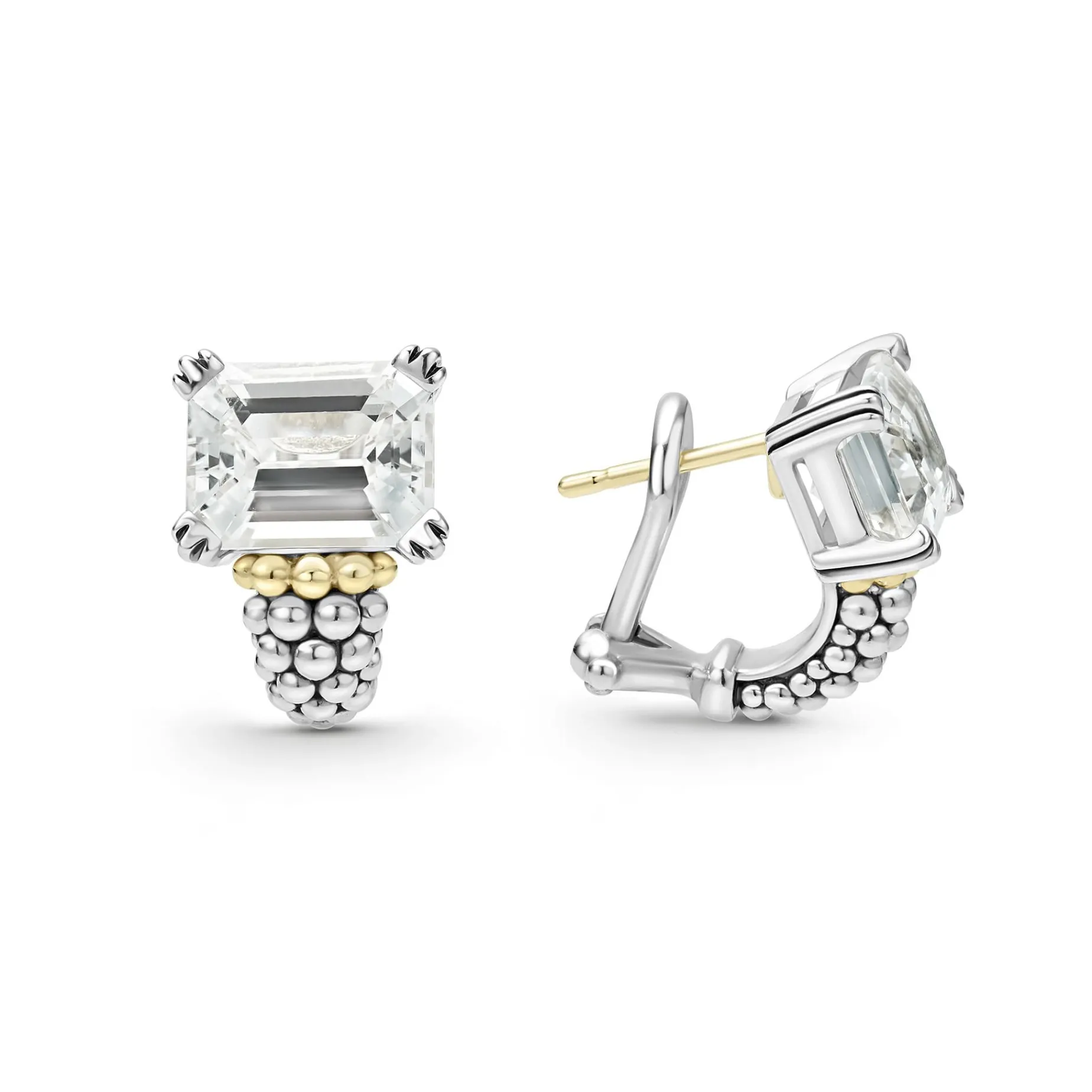 Gemstones<LAGOS Large White Topaz Huggie Earrings