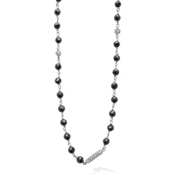 Gemstones<LAGOS Long Black Ceramic Beaded Necklace