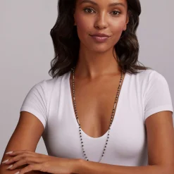 Gemstones<LAGOS Long Black Ceramic Beaded Necklace