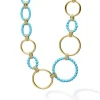 Gold<LAGOS Long 18K Gold And Blue Ceramic Link Necklace