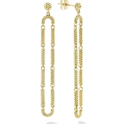 Gold<LAGOS Long 18K Gold Superfine Caviar Drop Earrings