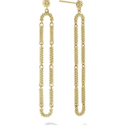 Gold<LAGOS Long 18K Gold Superfine Caviar Drop Earrings