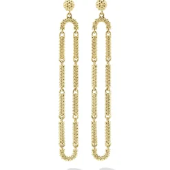 Gold<LAGOS Long 18K Gold Superfine Caviar Drop Earrings