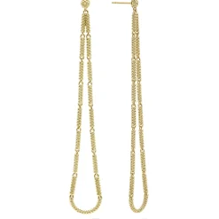 Gold<LAGOS Long 18K Gold Superfine Caviar Tear Drop Earrings