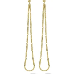 Gold<LAGOS Long 18K Gold Superfine Caviar Tear Drop Earrings