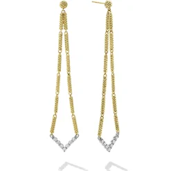 Gold<LAGOS Long Superfine Diamond Drop Earrings