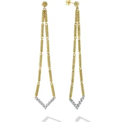 Gold<LAGOS Long Superfine Diamond Drop Earrings
