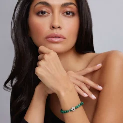 Bracelets<LAGOS Malachite Skull Bracelet