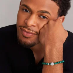 Gemstones<LAGOS Malachite Skull Bracelet