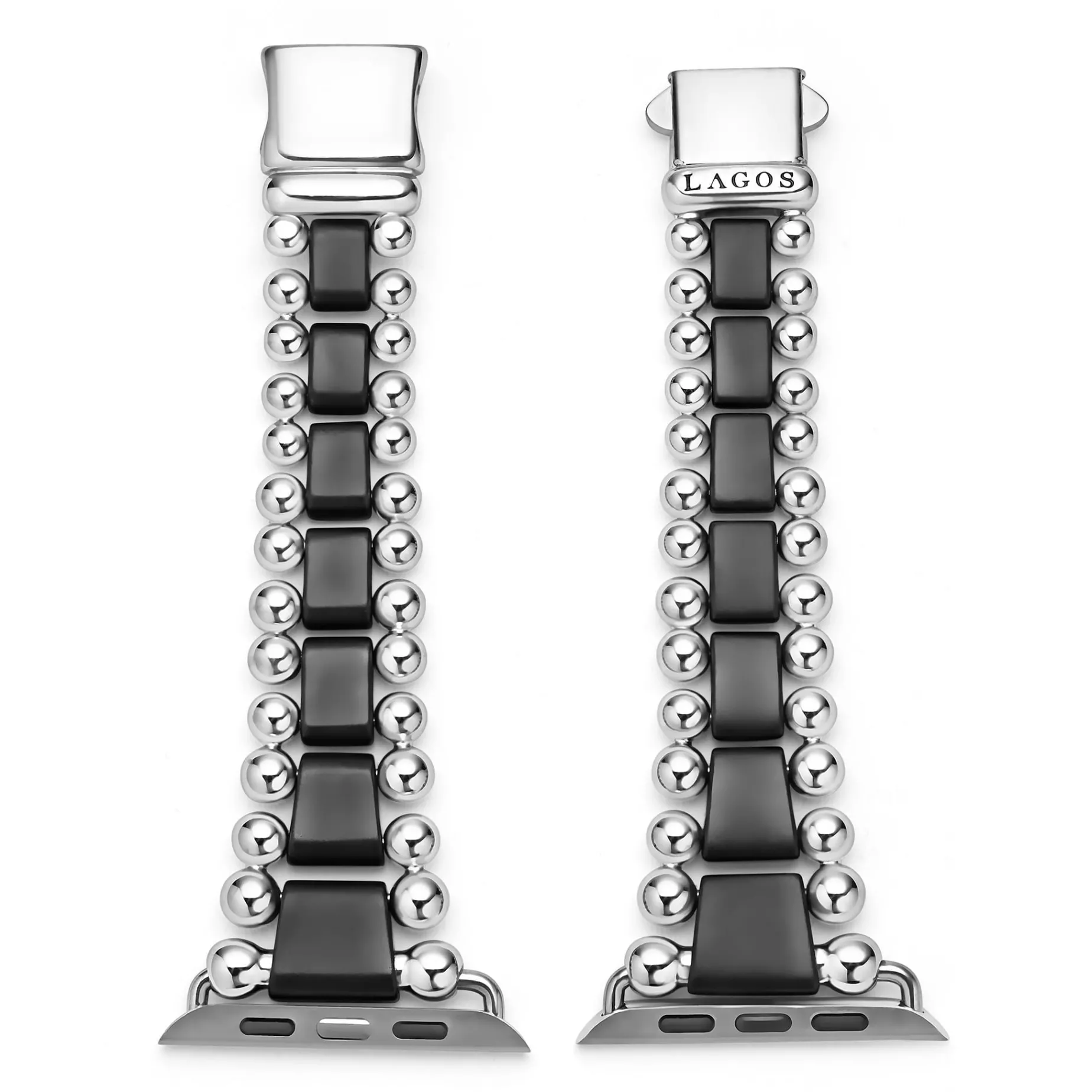 Watch Bands<LAGOS Matte Black Ceramic And Stainless Steel Watch Bracelet-42-49Mm