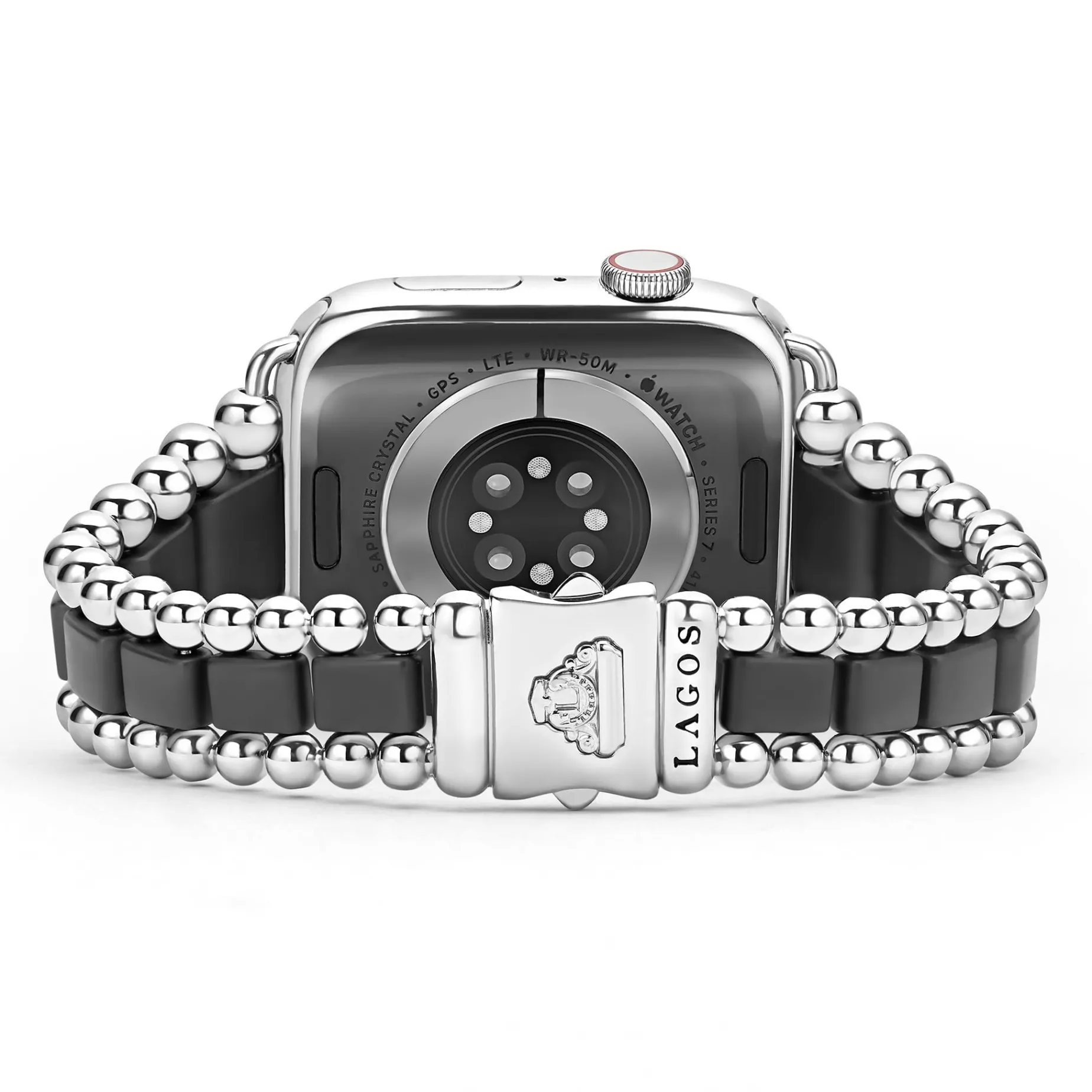 Watch Bands<LAGOS Matte Black Ceramic And Stainless Steel Watch Bracelet-42-49Mm