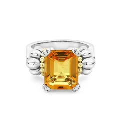 Gemstones<LAGOS Medium Emerald-Cut Citrine Ring