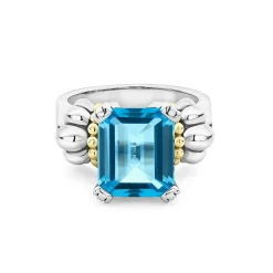 Caviar Rings<LAGOS Medium Emerald-Cut Swiss Blue Topaz Ring