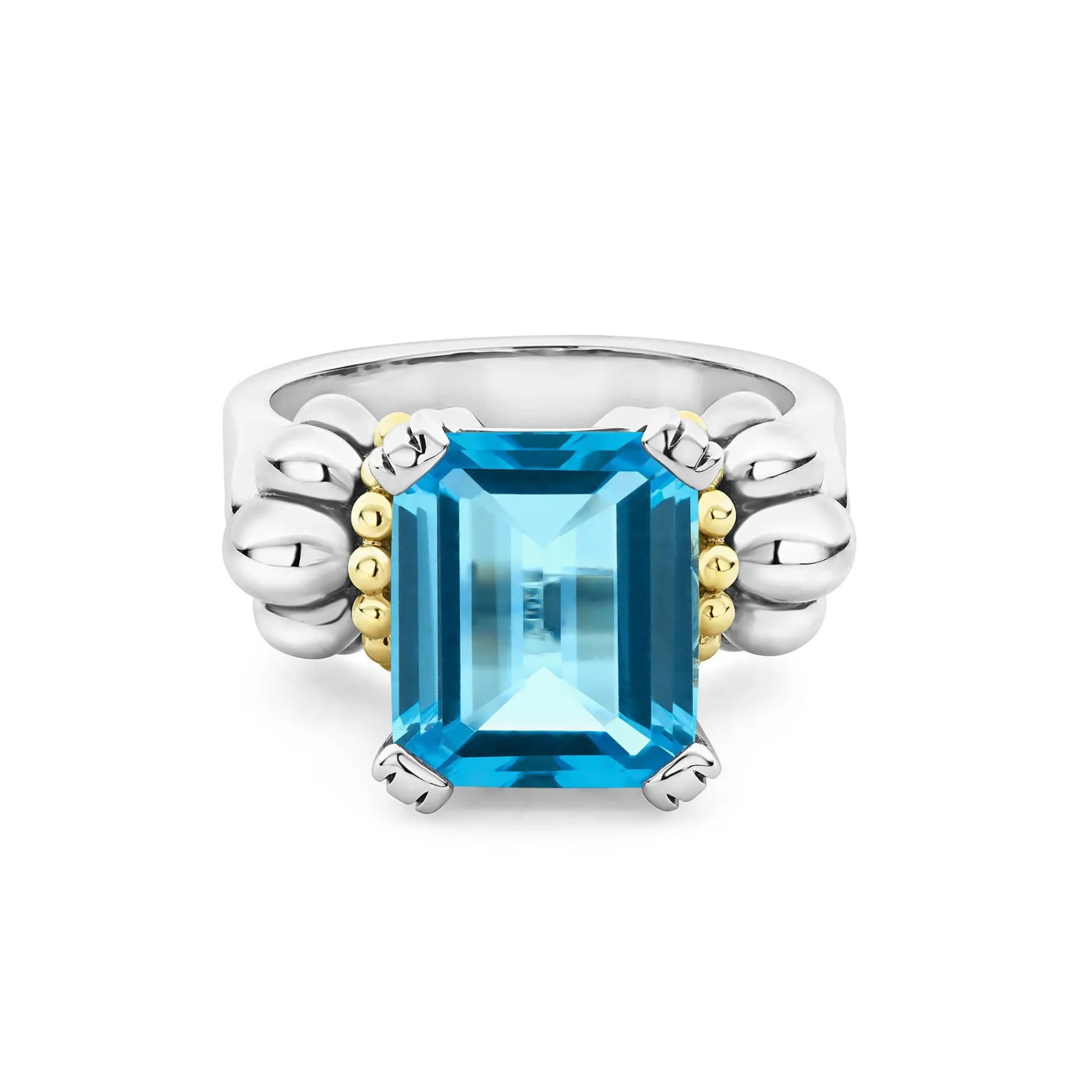 Caviar Rings<LAGOS Medium Emerald-Cut Swiss Blue Topaz Ring