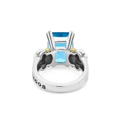 Caviar Rings<LAGOS Medium Emerald-Cut Swiss Blue Topaz Ring