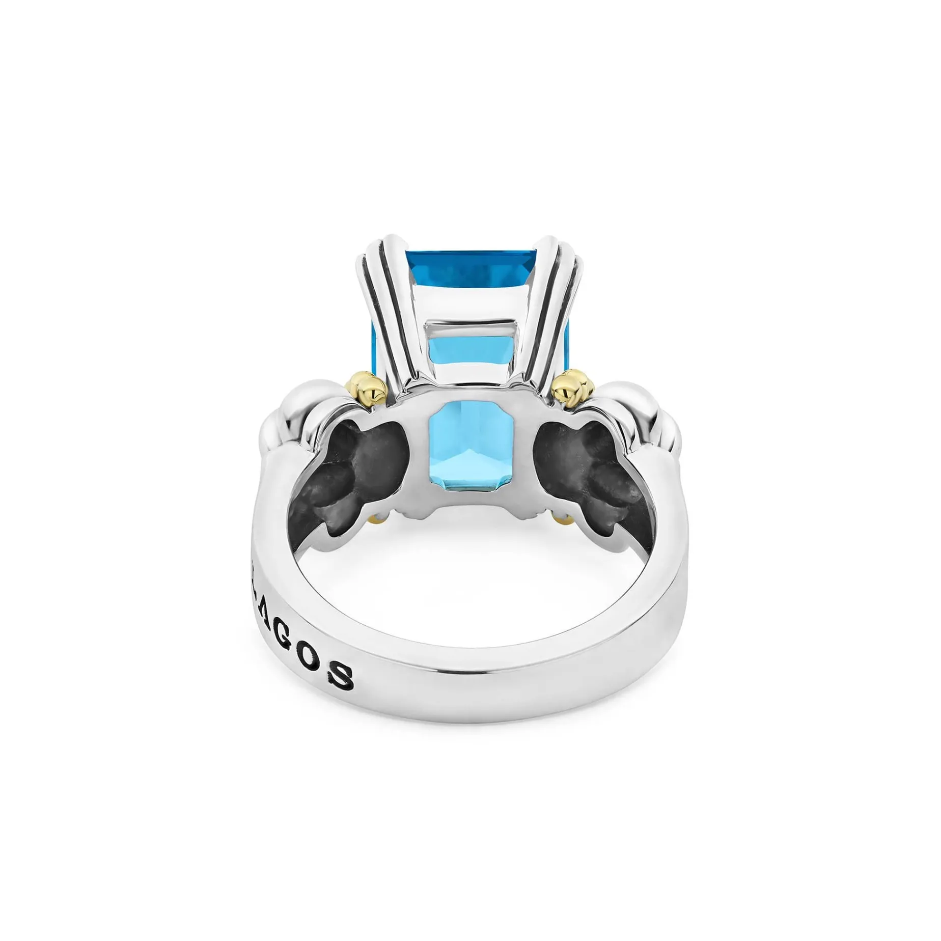 Caviar Rings<LAGOS Medium Emerald-Cut Swiss Blue Topaz Ring