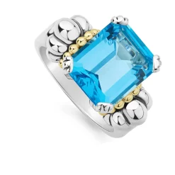 Gemstones<LAGOS Medium Emerald-Cut Swiss Blue Topaz Ring