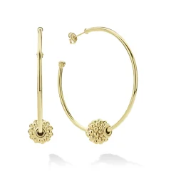 Gold<LAGOS Medium 18K Gold Caviar Ball Hoop Earrings