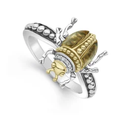 Gemstones<LAGOS Olive Quartz Beetle Diamond Ring