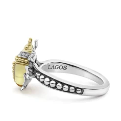 Gemstones<LAGOS Olive Quartz Beetle Diamond Ring
