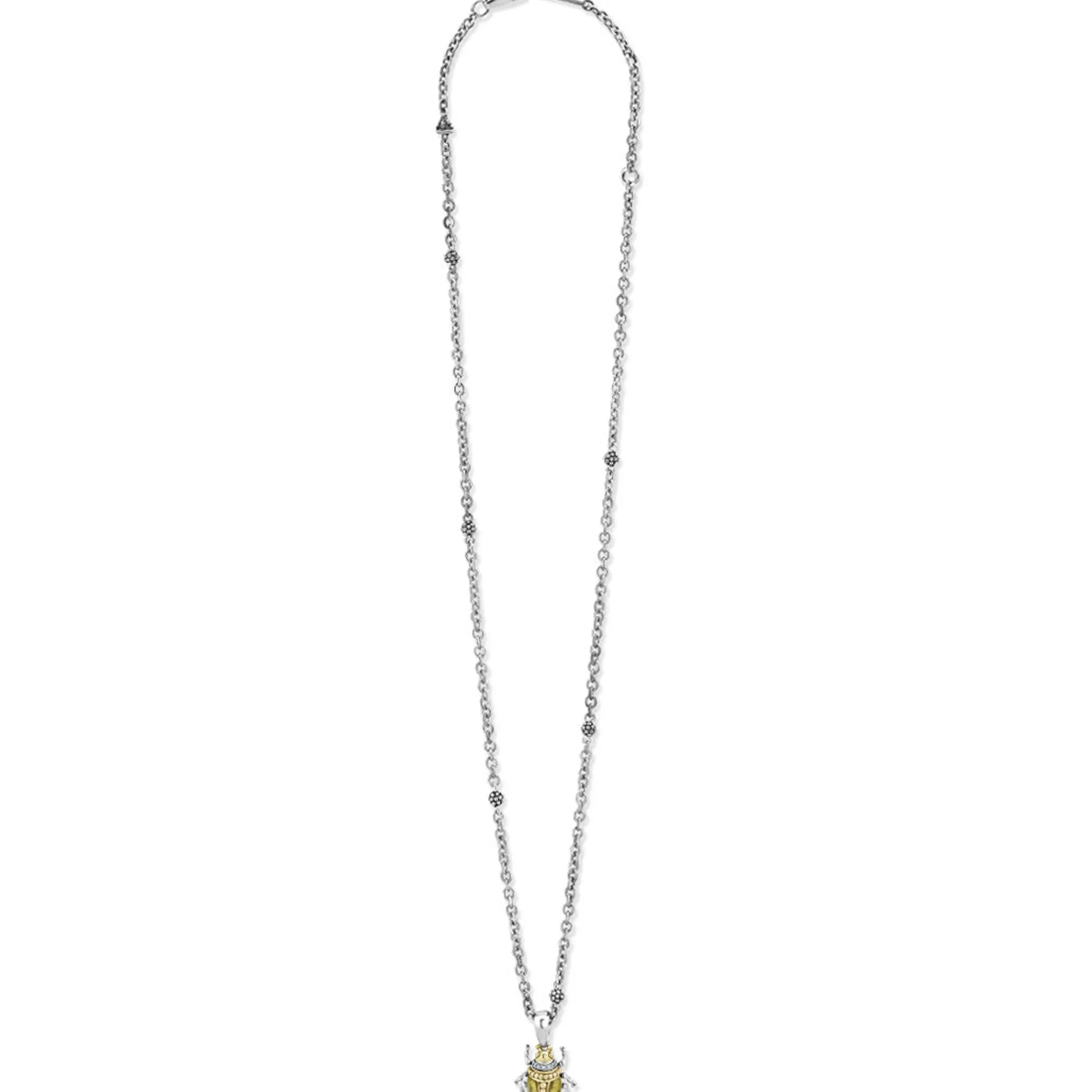 Gemstones<LAGOS Olive Quartz Diamond Beetle Pendant Necklace