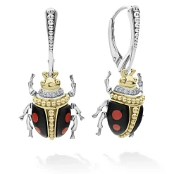 Gemstones<LAGOS Onyx Beetle Diamond Drop Earrings