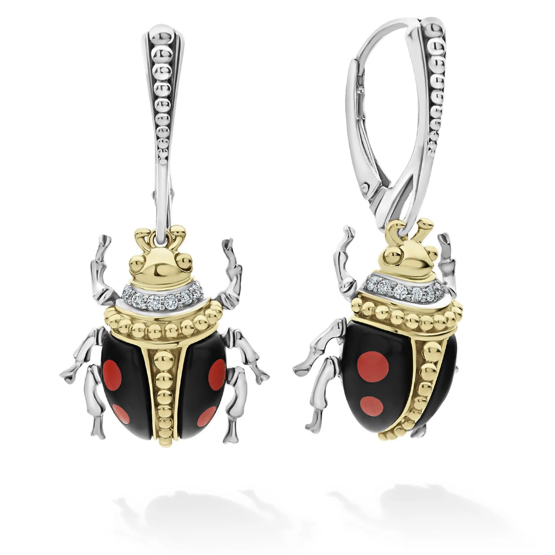 Gemstones<LAGOS Onyx Beetle Diamond Drop Earrings